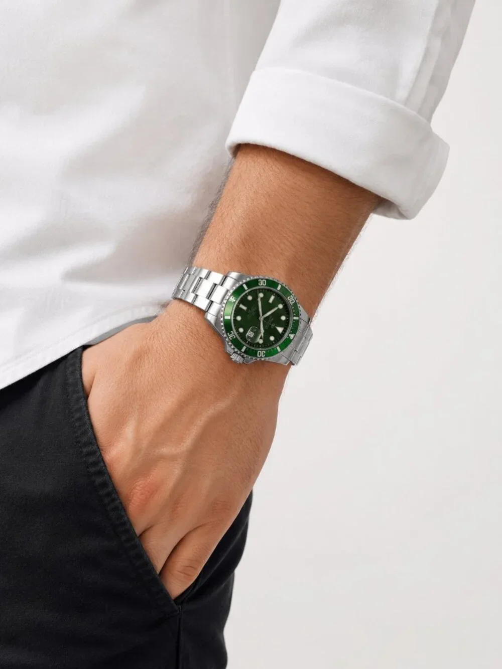 NWT Boshidun Automatic Green Diver Watch + Sizing Kit